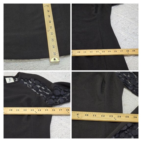 Julia Jordan Womens Black Mini Shift Dress Polka Dot Lace Trim Long Sleeve - Picture 9 of 11